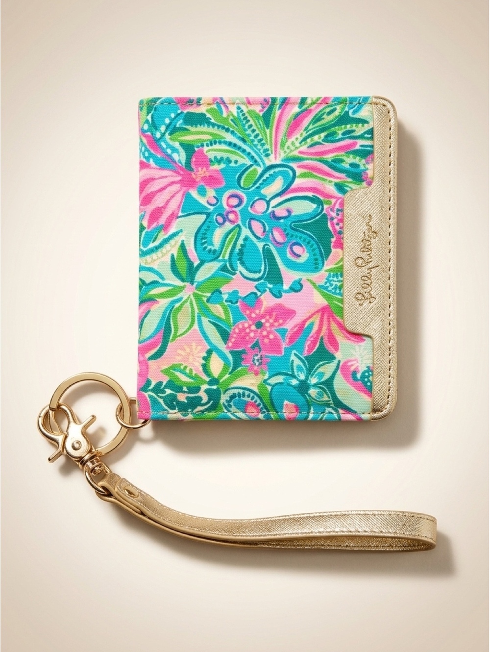 Lilly Pulitzer Floral Multi-Color Wallet with Gold Wrist Strap